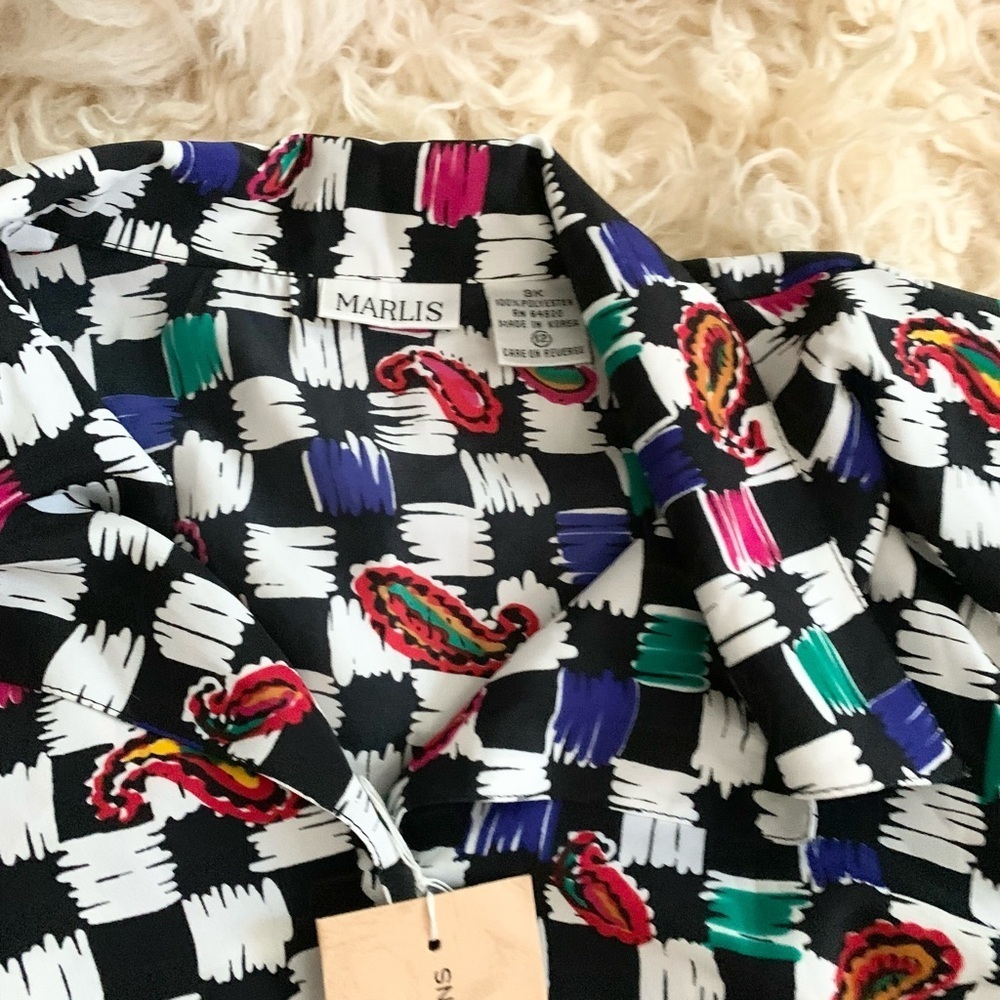 Marlis | Vintage Multicolored Blouse New With Tags Size 12 - Picture 7 of 16